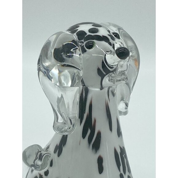 Art Glass Dalmatian Pointer Spotted Dog Figurine Decor 6.5” Sommerso Style - Picture 7 of 9